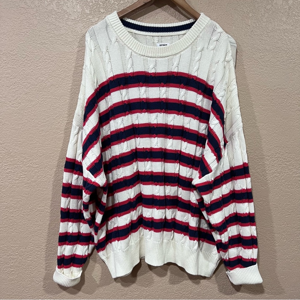 Cotton On crew neck pullover jumper in red stripe - Picture 4 of 7